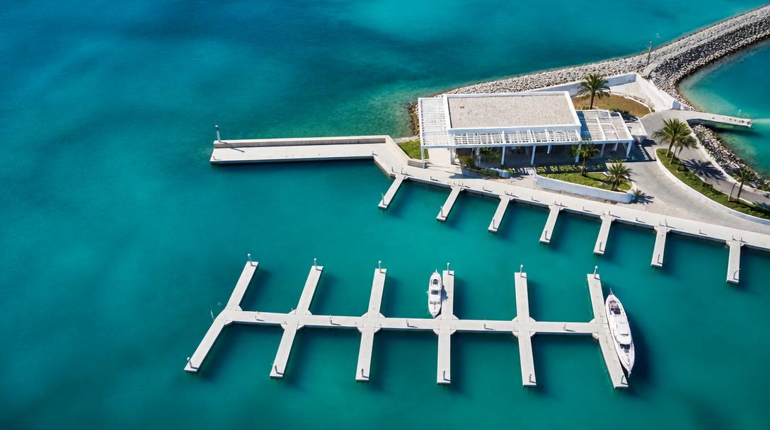 Port caribéen contemporain vu du ciel